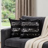 Set of Two 18" Gold and Black Cowhide Throw Pillows