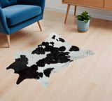 2' X 3' Black And White Cowhide Abstract Hand Woven Area Rug