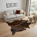 6' X 7' Brown And Black Cowhide Cowhide Print Area Rug