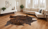 6' X 7' Brown And Black Cowhide Cowhide Print Area Rug