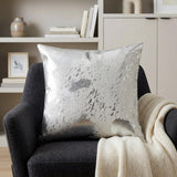 18" Silver Abstract Cowhide Throw Pillow