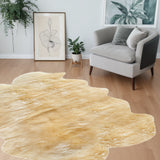 4' X 6' Gold Genuine Sheepskin Animal Print Shag Area Rug