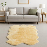 4' X 6' Gold Genuine Sheepskin Animal Print Shag Area Rug