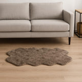 4' X 6' Taupe Genuine Sheepskin Animal Print Shag Area Rug