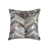 18" Silver Cowhide Throw Pillow