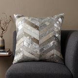 18" Silver Cowhide Throw Pillow