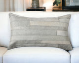 12" X 20" Gray Cowhide Throw Pillow
