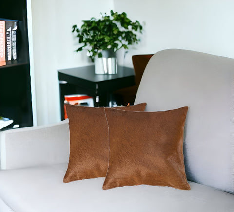 18 X 18 Brown Cowhide Throw Pillow