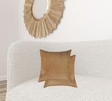 Set of Two 18" Tan Cowhide Throw Pillows