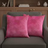Set of Two 18" Fuchsia Cowhide Throw Pillows