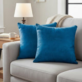 Set of Two 18" Royal Blue Cowhide Throw Pillows