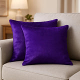 Set of Two 18" Purple Cowhide Throw Pillows