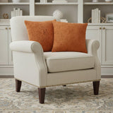 Set of Two 18" Orange Genuine Cowhide Throw Pillows