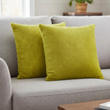 Set of Two 18" Yellow Cowhide Throw Pillows