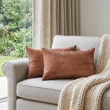 Set of Two 12" X 20" Brown Cowhide Throw Pillow