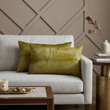 Set of Two 12" X 20" Lime Green Cowhide Throw Pillow
