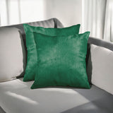 Set of Two 18" Green Cowhide Throw Pillows