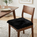 17" X 17" Black Sheepskin Solid Color Chair Pad