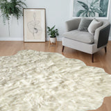 5' X 6' Off White Animal Print Shag Area Rug