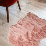 2' X 3' Dusty Rose Faux Sheepskin Washable Area Rug