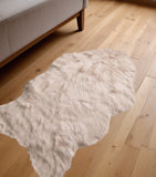 2' X 3' Taupe Faux Sheepskin Washable Area Rug