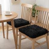 Set of Two 16" X 2" Black Faux Fur Chair Pads