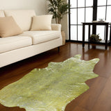 6' X 7' Lime Green Cowhide Cowhide Print Area Rug