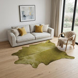 5' X 7' Lime Green Cowhide Area Rug