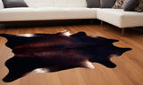 5' X 7' Black And Dark Brown Cowhide Area Rug