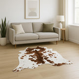 5' X 7' Brown And White Cowhide Cowhide Print Area Rug
