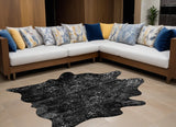 5' X 7' Black And Silver Cowhide Cowhide Print Area Rug