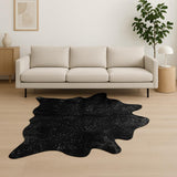 5' X 7' Black And Silver Cowhide Cowhide Print Area Rug