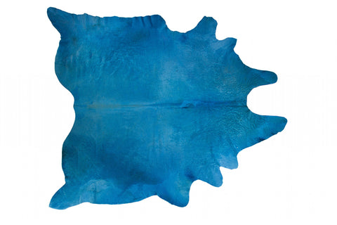 5' X 7' Blue Cowhide Handmade Area Rug