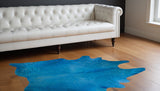 5' X 7' Blue Cowhide Handmade Area Rug