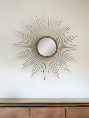 26" Gold Sunburst Metal Framed Accent Mirror