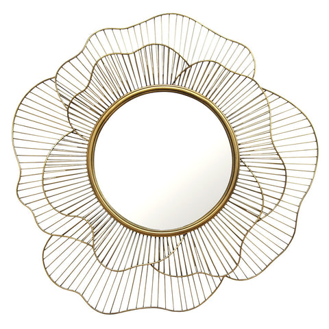 28" Gold Metal Scalloped Floral Framed Accent Mirror