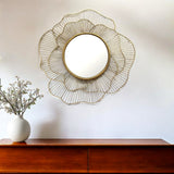 28" Gold Metal Scalloped Floral Framed Accent Mirror
