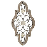 30" X 16" White Washed Metal Wall Decor