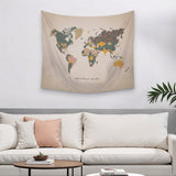 Adventure Awaits World Map Wall Hanging Tapestry