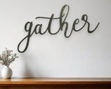 10" X 20" Black Metal Gather Text Wall Decor