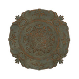 31" Distressed Green European Medallion Metal Wall Decor