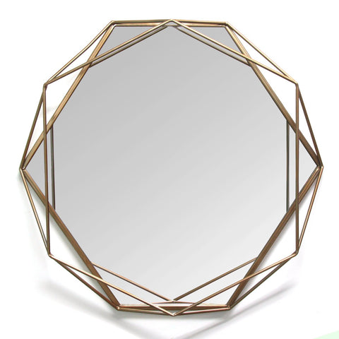 30" Gold Octagon Metal Framed Accent Mirror