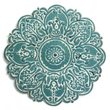 13" Teal Blue Medallion Distressed Metal Wall Decor