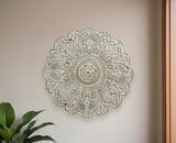13" White Medallion Distressed Metal Wall Decor