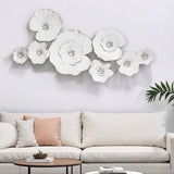 17" X 41" Angelic White Metal Lily Pad Wall Decor