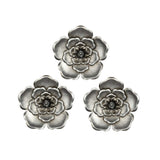 Set of Three Silver Metal Wall Flowers Hanging Dimensional Sculptures