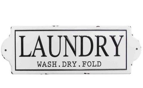 28" Black And White Wash Dry Fold Metal Laundry Wall Decor