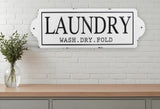 28" Black And White Wash Dry Fold Metal Laundry Wall Decor