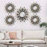 Set of Five Bronze Sunburst Metal Framed Mirror Set