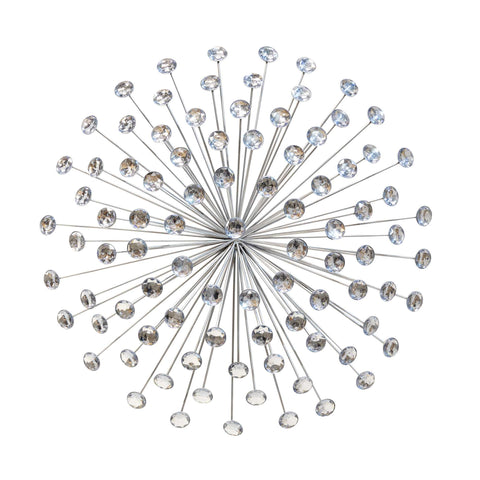 24" Contemporary Silver And Faux Crystal Bling Wall Decor